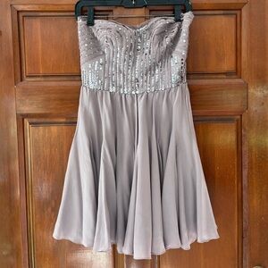 Rebecca Taylor Gray Strapless Mini Dress